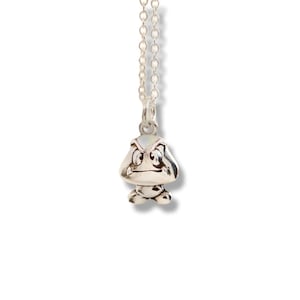 Goomba-hanger, sterlingzilveren Super Mario Bros, op Nintendo geïnspireerde ketting
