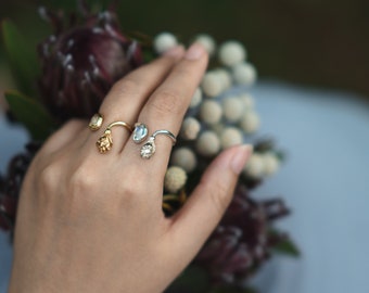 MOONSTONE RING - STATEMENT Ring - Sterling Moon Ring - Women Jewelry -Gift For Lover - Handmade Moon Ring - Meditation Ring