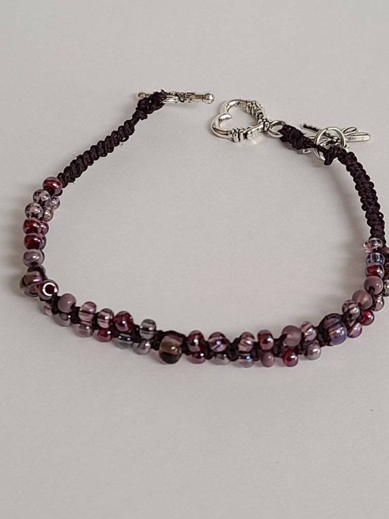 Royal dragonfly ankle hemp bracelet