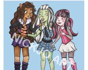 Stampa del trio di mostri Beast Ghoulfriends 8x8