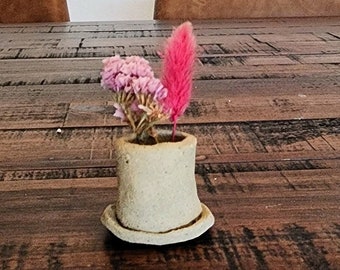 Itty Bitty Ceramic Stone Ware Hand Made Natural Mini Clay Flower Pot