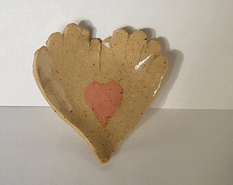 Itty Bitty Loving Hands Ceramic Pink Heart Dish, Jewelry Dish, Ring Dish, Smudge Bowl