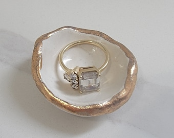 24k Gold Luster Itty Bitty Ceramic Ring Dish Jewelry holder