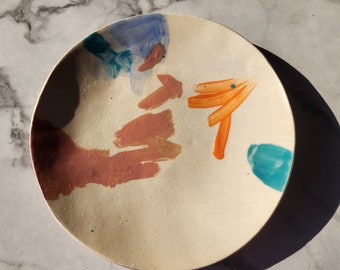 Modern Dinner Ware Serving Platter Water Colored Art Ceramic Stone Ware Plate Hosting Dish Dinner Party