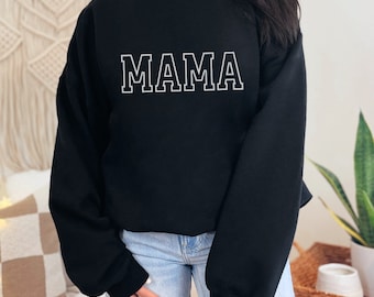 Geprägtes Mama Sweatshirt/gesticktes Mama Sweatshirt/gesticktes Mama Sweatshirt/Mutterschaft Rundhalsausschnitt/Mama/New Mama Sweatshirt/Mama Rundhalsausschnitt