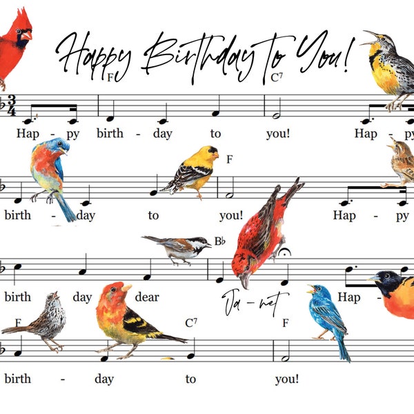 Songbird Happy Birthday Notecard