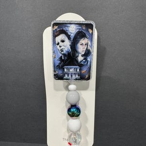 Michael Myers Laurie Strode Horror Movie Halloween Scary glitter badge reel gift