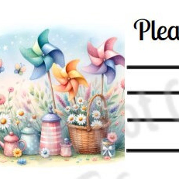 Printable INSTANT DOWNLOAD PDT Please Deliver To Labels Mailing Address Shipping Label Pen Pal Supplies Happy Mail Pinwheels Summer Flowers