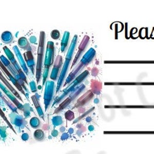Printable INSTANT DOWNLOAD PDT Please Deliver To Labels Mailing Address Shipping Label Pen Pal Supplies Happy Mail Teal Markers Ombre Art