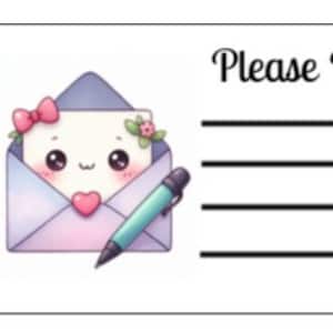 Impressão de download instantâneo pdt, por favor, entregue para etiquetas, etiqueta de endereço, etiqueta de envio, envelope, caneta, papelaria, kawaii, carta, arco