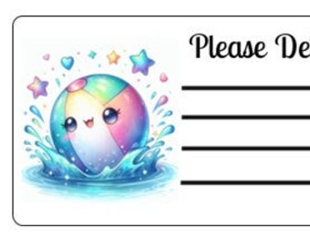 Printable INSTANT DOWNLOAD PDT Please Deliver To Mailing Label Address Label Shipping Label Pen Pal Supplies Happy Mail Beach Ball Summer