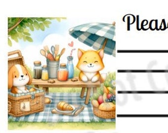 Printable INSTANT DOWNLOAD PDT Please Deliver To Labels Mailing Label Address Label Shipping Label Pen Pal Supplies Happy Mail Cats Picnic