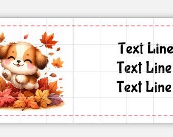 Adressetiketten zum Ausdrucken DOWNLOAD Happy Mail Swap Versand Mailing Niedlicher Kawaii-Aquarell-Hund mit farbigen Blättern, Herbstlaub, Hündchen