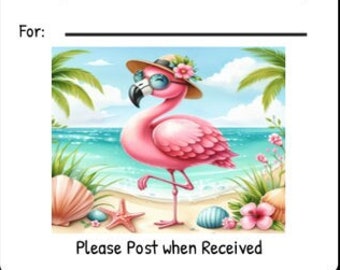 Printable INSTANT DOWNLOAD Tag Insert RAK Wish Group Label - Pen Pal Supplies - Happy Mail Summer Flamingo Beach Tropical Travel