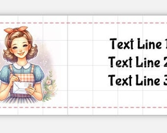 Address Labels Printable DOWNLOAD Happy Mail Swap Shipping Mailing Cute Kawaii Watercolor Envelope letters retro housewife postal
