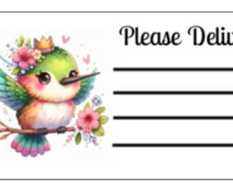 Printable INSTANT DOWNLOAD PDT Please Deliver To Labels Mailing Label Address Label Shipping Label Hummingbird bird spring garden birds