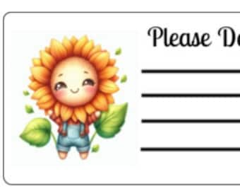 Printable INSTANT DOWNLOAD PDT Please Deliver To Labels Mailing Label Address Label Shipping Label daisy fall flower sunflower farm overalls