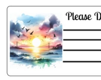 Printable INSTANT DOWNLOAD PDT Please Deliver To Labels Mailing Label Address Label Shipping Label Sunset Beach Ocean Sea Birds Tropical