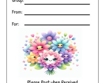 Printable INSTANT DOWNLOAD Tag Insert RAK Wish Group Label Pen Pal Supplies Happy Mail Watercolor daisy flower bouquet daisies rainbow