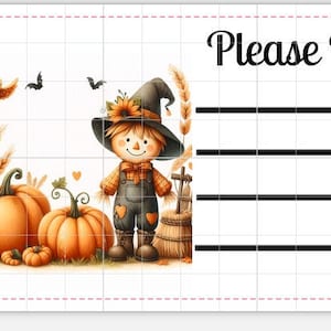 Printable INSTANT DOWNLOAD PDT Please Deliver To Labels Mailing Address Shipping kawaii halloween harvest pumpkin scarecrow fall autumn bats