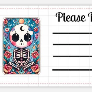Afdrukbare INSTANT DOWNLOAD PDT Gelieve te leveren aan etiketten Postadres Label Verzending Tarot Card Fortune magie Psychic Skeleton Gothic