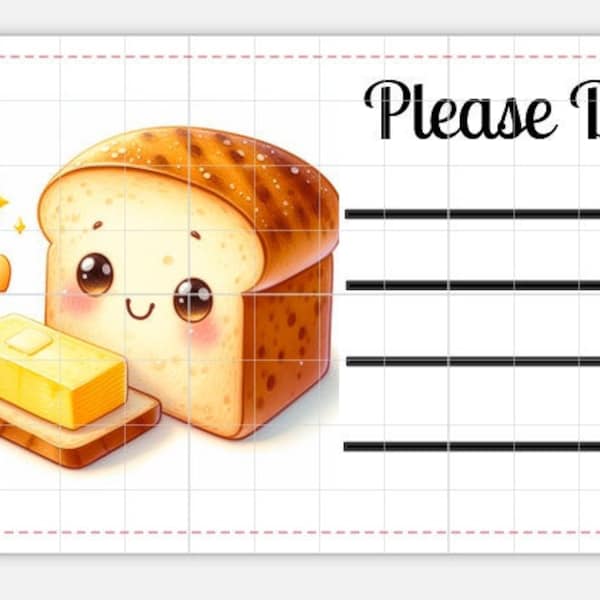 Printable INSTANT DOWNLOAD PDT Please Deliver To Labels Mailing Label Address Label Shipping Label Bread Butter Toast Breakfast Brunch Food