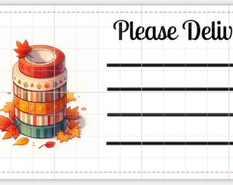 Druckbares SOFORT-DOWNLOAD PDT Bitte an Etiketten liefern Versandetikett Adresse Versand Washi Tape Herbst Herbstlaub Farbige Blätter