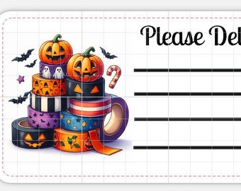 Printable INSTANT DOWNLOAD PDT Please Deliver To Labels Mailing Address Shipping kawaii gothic washi tape halloween stickers spooky haunted