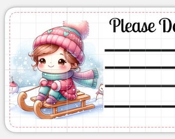 Printable INSTANT DOWNLOAD PDT Please Deliver To Labels Mailing Label Address Shipping Christmas Sled Kids Sledding kawaii Snow Winter Fun