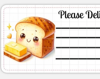 Druckbare SOFORT-DOWNLOAD PDT Bitte liefern an Etiketten Adressetikett Versandetikett Brot Butter Toast Frühstück Brunch Essen