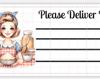 Printable INSTANT DOWNLOAD PDT Please Deliver To Labels Mailing Label Address Label Shipping Label baking cooking housewife cookies kitchen