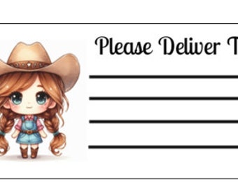 Printable INSTANT DOWNLOAD PDT Please Deliver To Labels Mailing Label Address Label Shipping Label Pen Pal Supplies Happy Mail Craft Cowgirl