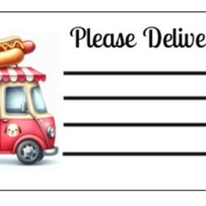 Printable INSTANT DOWNLOAD PDT Please Deliver To Labels Mailing Label Address Label Shipping Label Fast food hot dog cart french fries soda