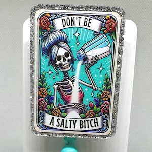 Regenbogen Tarot Karte Salty B Strand Salz schwören Fluch Skelett Schädel Hand Glitzer Perlen Abzeichen Reel Lehrer Krankenschwester Geschenk