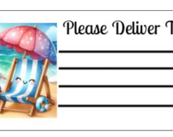 Printable INSTANT DOWNLOAD PDT Please Deliver To Labels Mailing Label Address Label Shipping Label Pen Pal Supplies Happy Mail Beach Summer