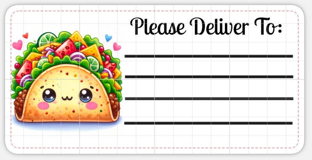 Taco Label Example Printable INSTANT DOWNLOAD PDT Please Deliver to Labels Mailing Label ...