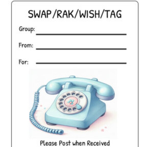 Printable INSTANT DOWNLOAD Tag Insert RAK Wish Group Label Pen Pal Supplies Happy Mail Watercolor Retro phone vintage telephone rotary