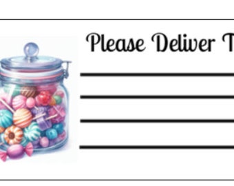 Printable INSTANT DOWNLOAD PDT Please Deliver To Labels Mailing Label Address Label Shipping Label Candy Jar Shop Sweet Treats