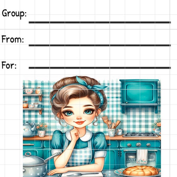 Printable INSTANT DOWNLOAD Tag Insert RAK Wish Group Label Pen Pal Supplies Happy Mail Watercolor envelope retro housewife kitchen wife