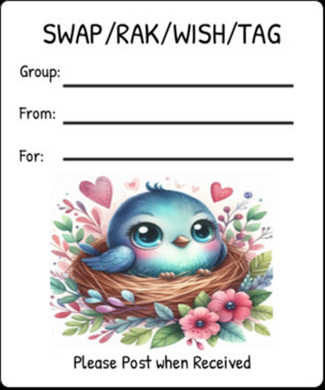 Swap Rak Tags Printable INSTANT DOWNLOAD Tag Insert RAK Wish Group Label - Pen Pal ...