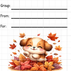 Printable INSTANT DOWNLOAD Tag Insert RAK Wish Group Label Pen Pal Supplies Happy Mail Watercolor dog colored leaves fall autumn foliage