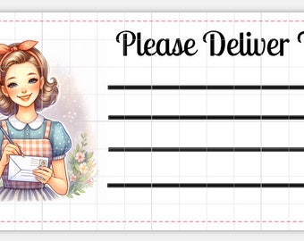 Printable INSTANT DOWNLOAD PDT Please Deliver To Labels Mailing Label Address Label Shipping  envelope stationery kawaii retro housewife