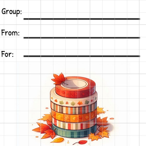 Printable INSTANT DOWNLOAD Tag Insert RAK Wish Group Label Pen Pal Supplies Happy Mail Watercolor Washi Tape Fall Autumn Colored Leaves