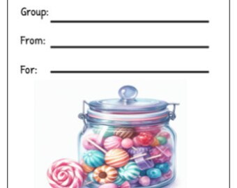 Printable INSTANT DOWNLOAD Tag Insert RAK Wish Group Label Pen Pal Supplie Happy Mail Watercolor Girl Candy Jar Sweet Treats