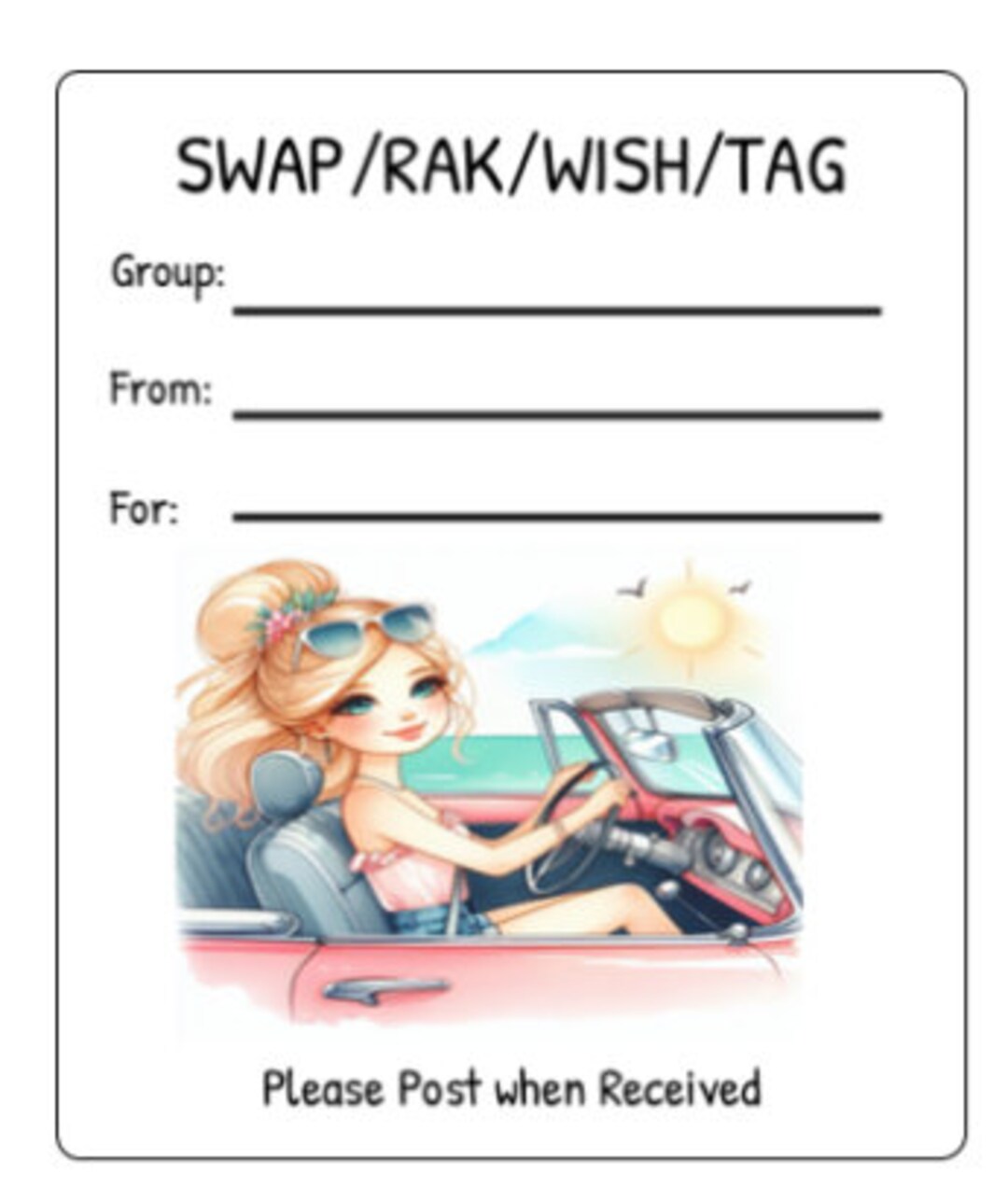 Swap Rak Tags Printable INSTANT DOWNLOAD Tag Insert RAK Wish Group Label Pen Pal ...