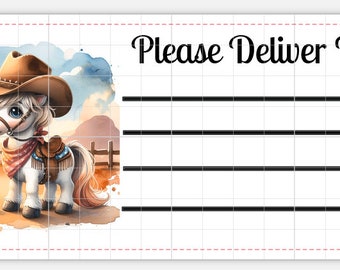 Printable INSTANT DOWNLOAD PDT Please Deliver To Labels Mailing Label Address Label Shipping Label Ranch horse farm animals equestrian pony