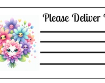 Printable INSTANT DOWNLOAD PDT Please Deliver To Labels Mailing Label Address Label Shipping Label Daisy bouquet flowers daisies rainbow