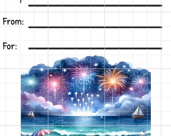 Druckbare INSTANT DOWNLOAD Tag Einfügen RAK Wunsch Gruppe Label Pen Pal Lieferungen Happy Mail Aquarell Feuerwerk Fourth of Juli Beach 4th Sommer