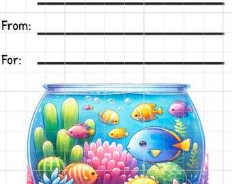 Insertion d'étiquette imprimable en téléchargement immédiat RAK étiquette de groupe de souhaits correspondant fournitures Happy Mail aquarelle aquarium aquarium mer tropicale