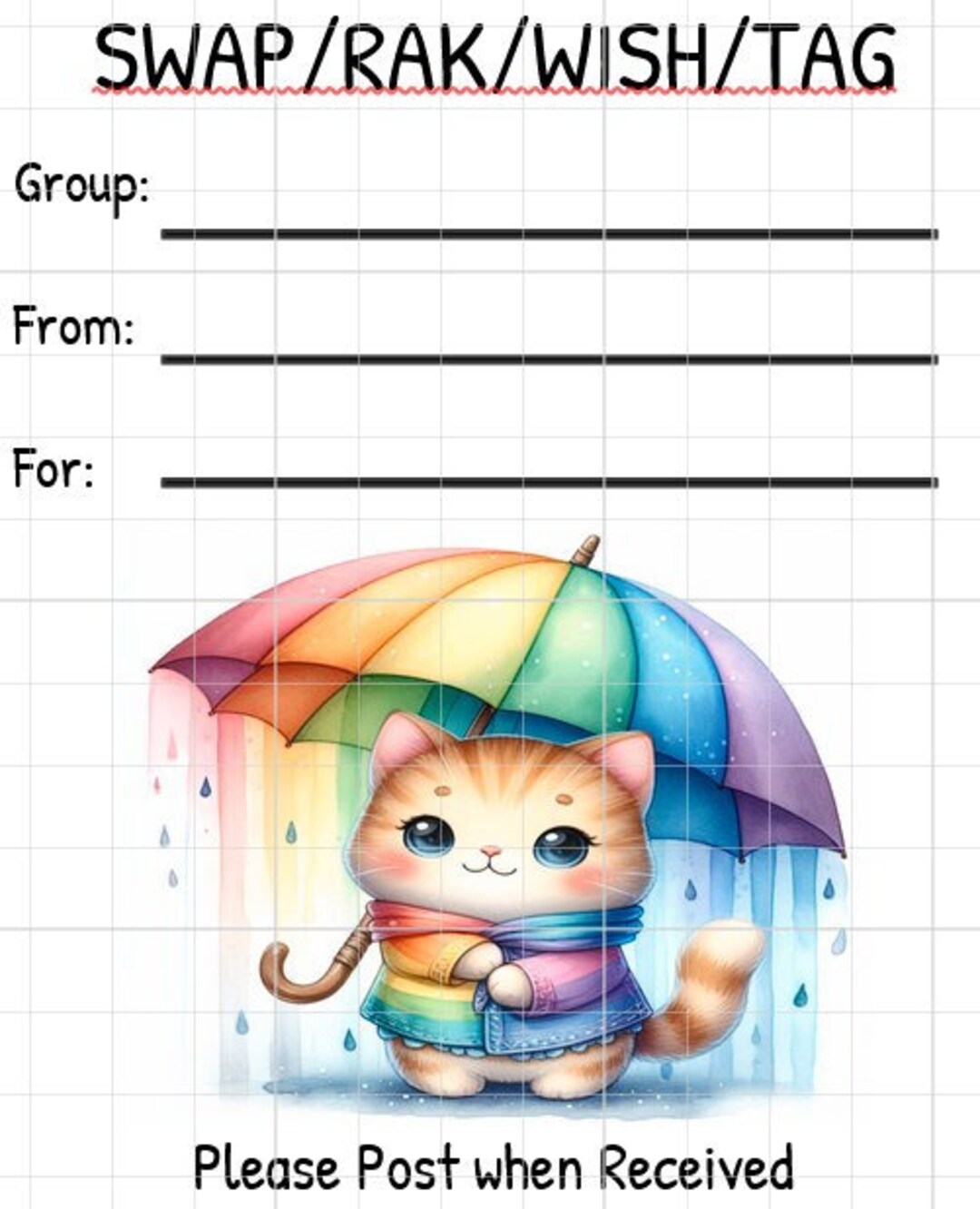 Printable INSTANT DOWNLOAD Tag Insert RAK Wish Group Label Pen Pal ...